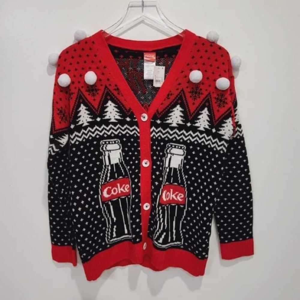 Coco Cola Polar Bears Christmas Sweater Its The Real Thing Sz XS